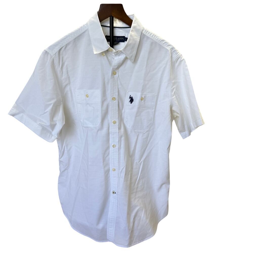 U.S. Polo Assn. White Short Sleeve Button-Up Shirt – Large